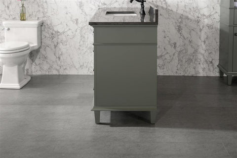 Legion Furniture WLF2260S-PG 60" Pewter Green Finish Single Sink Vanity Cabinet With Blue Lime Stone Top - Houux