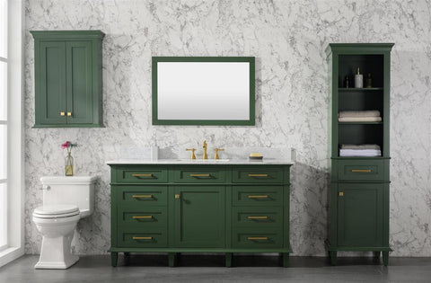 Legion Furniture WLF2260S-VG 60" Vogue Green Finish Single Sink Vanity Cabinet With Carrara White Top - Houux