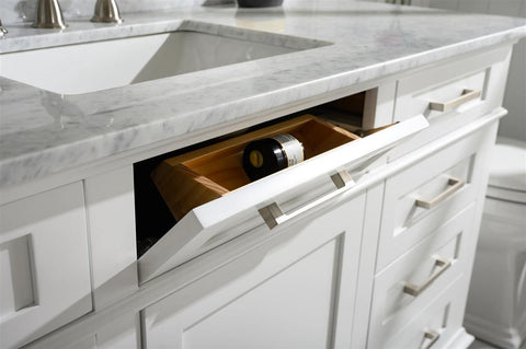 Legion Furniture WLF2260S-W 60" White Finish Single Sink Vanity Cabinet With Carrara White Top - Houux