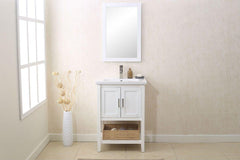Legion Furniture WLF6021-W 24" White Sink Vanity With Mirror, UPC Faucet and Basket - Houux