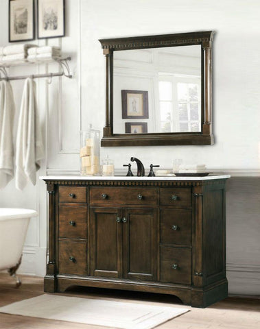 Legion Furniture WLF6036-48 48" Antique Coffee Sink Vanity With Carrara White Top and Matching Backsplash Without Faucet - Houux