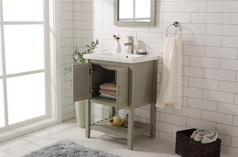 Legion Furniture WLF9024-RL 24" KD White Gray Sink Vanity - Houux