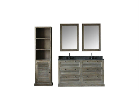 Legion Furniture WN7260 +  WN7224-M 61" Solid Elm Sink Vanity With Faucet and 2 of 24" Mirror - Houux