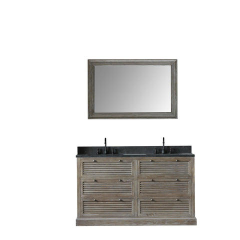Legion Furniture WN7260 +  WN7231-M 61" Solid Elm Sink Vanity With Faucet and 47.5" Mirror - Houux