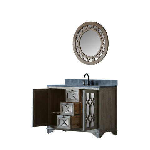 Legion Furniture WN7448 + WN7401-M 48" Solid Elm Sink Vanity With Faucet and 31.5" Round Mirror - Houux