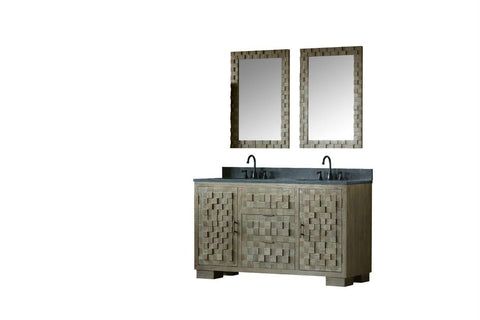 Legion Furniture WN7660 + WN7624-M 60" Solid Elm Sink Vanity With Faucet and 2 of 24" Mirror - Houux