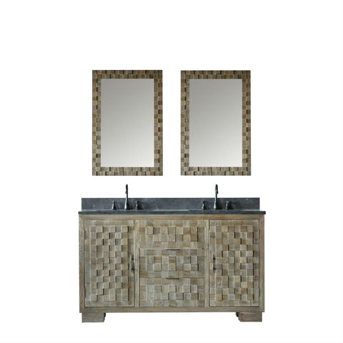 Legion Furniture WN7660 + WN7624-M 60" Solid Elm Sink Vanity With Faucet and 2 of 24" Mirror - Houux