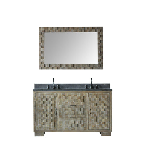 Legion Furniture WN7660 + WN7631-M 60" Solid Elm Sink Vanity With Faucet and 47.5" Mirror - Houux