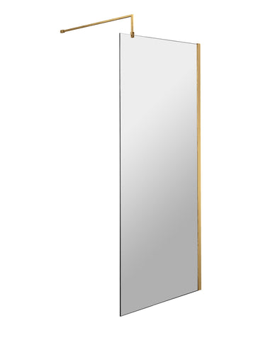 Nuie WRSCBB070 Brushed Brass 700mm Wetroom Screen With Support Bar