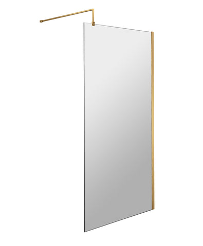 Nuie WRSCBB080 Brushed Brass 800mm Wetroom Screen With Support Bar