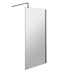 Nuie WRSCBP090 Black 900mm Wetroom Screen With Support Bar