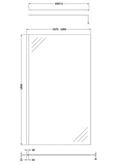 Nuie WRSCBP11 Black 1100mm Wetroom Screen With Support Bar