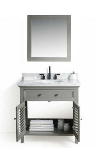 Legion Furniture WS2136-G 36" Solid Wood Sink Vanity With Mirror and Faucet - Houux
