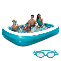 3D Inflatable Rectangular Family Pool - 103-in x 69-in - Houux